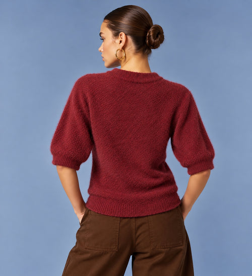 Blusa Malha Tricot Marsala