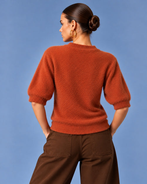 Blusa Malha Tricot Terracota