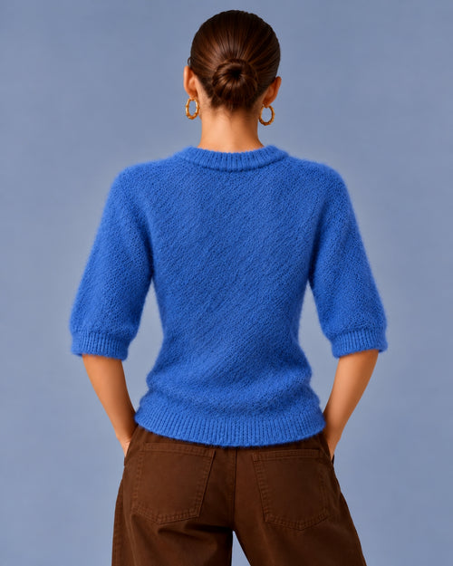 Blusa Malha Tricot Azul
